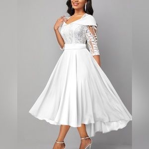New lace white shape midi dress stunning on lace 3/4 sleeves size XXL size 18 20